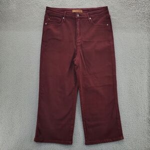Judy Blue Oxblood High Waist Wide Crop Jeans Womens 15 Tummy Control Garment Dye